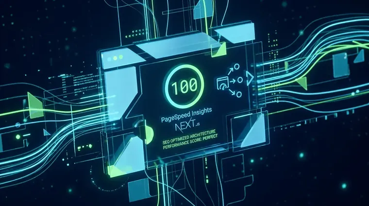 Screen showing PageSpeed Insights score of 100 for a Next.js site, demonstrating optimized site architecture for SEO.